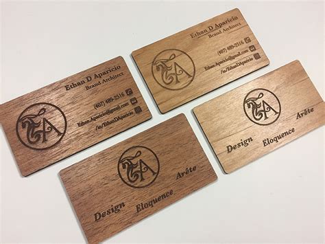 laser engraved wood business cards.